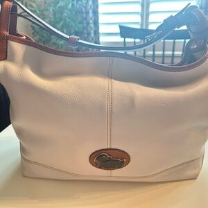 Dooney & Bourke White and Brown Hobo Bag